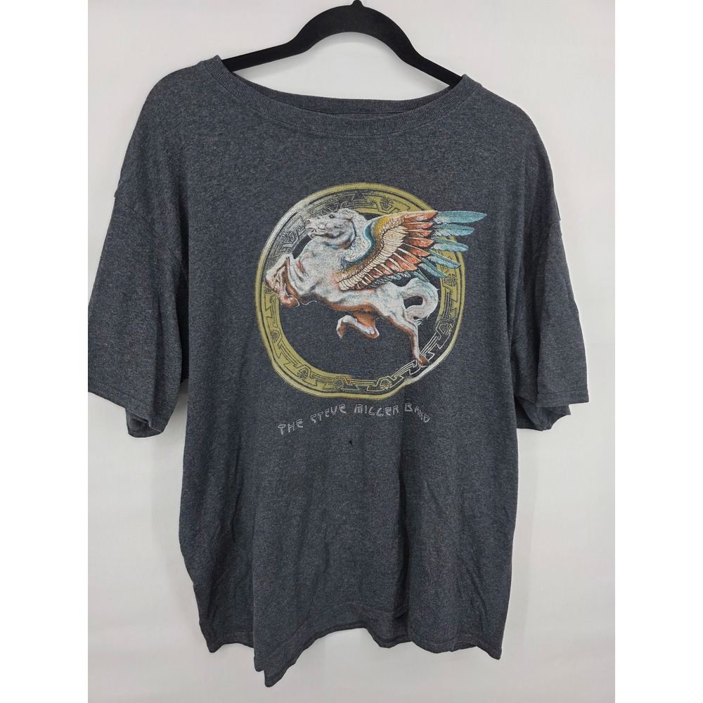 Steve Miller Band Pegasus Graphic T-Shirt Mens XL Charcoal Grey Anvil Rock Tee
